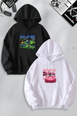 macklin Sevgili Çift Kombin Hızlı ve Öfkeli Eclipse Suki Yarış Ön Baskılı Kapüşonlu Sweatshirt 2li Set Takım - 1