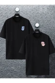 macklin Unisex Kadın Erkek Dinazor Tom Ve Jerry Baskılı Sevgili Çift Kombini Tasarım Oversize Tshirt 2'li - 1
