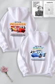 macklin Sevgili Çift Kombin Şimşek McQueen ve Sally Yarış SIRT Baskılı Kapüşonlu Sweatshirt 2li Takım - 1