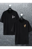 macklin Unisex Kadın Erkek Tom Ve Jerry Rakı Baskılı Sevgili Çift Kombini Tasarım Oversize T-shirt 2'li Set - 1