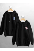 macklin Sevgili Çift Kombini Dinozor Tom Ve Jerry Tasarım Kapüşonlu Sweatshirt 2'li Set - 1
