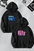macklin Sevgili & Arkadaş Çift Kombini Stitch ve Angel GYM Baskılı Kapüşonlu Sweatshirt 2li Set Takım - 1