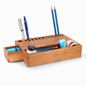 Woodska Reka Çekmeceli Kalemlik Organizer & Mini Aksesuar Kutusu - Kiraz Ağacından - 3