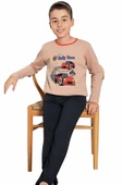 Erkek  Çocuk Pamuklu Uzun Kollu Desenli Pijama Takımı - 4