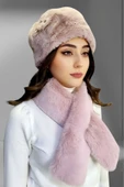 Kadın Vegan Kürk Kalpak-Atkı Set - 2