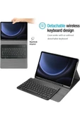Samsung Galaxy Tab S9 Fe Plus 12.4" Q Türkçe Klavyeli Kılıf Kalem Bölmeli Bluetooth Özellikli Stand   SİYAH - 6