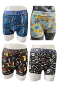 Erkek Karışık Pamuklu Esnek 4'lü Boxer Paketi 2304 - 1