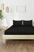 Shopyteks Düz Siyah Çift Kişilik Lastikli Çarşaf Seti Battal Boy 180x200 thumbnail 1