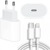 iPhone 14 Uyumlu 20W Hızlı Şarj Aleti Adaptör Set Type-C to Lightining 1M Kablo - 1