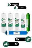 6 Aşamalı Su Arıtma Filtresi Seti - Sediment, Gac Karbon, Granül Karbon, Membran, Post Carbon ve Ph Artırıcı Filtre + Bağlantı Aparatları - 1