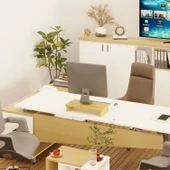 Erc Monifleks Tekli Ergonomik Monitör Altlığı, Monitör Yükseltici Safir Meşe thumbnail 8