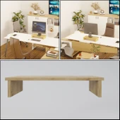 Erc Monifleks Tekli Ergonomik Monitör Altlığı, Monitör Yükseltici Safir Meşe thumbnail 3