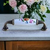 Mobilya Mutfak Çekmece Dolap Kapak Dolabı Kulbu Kulpu Gerçek Porselen Kulpları Beyaz (96 MM-9.6 CM) thumbnail 4