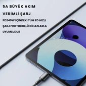 Essager 1 Metre 240W 5A PD3.1 Type-C to Type-C Mega Hızlı Data Şarj Kablosu, Ultra Sağlam Halat Kablo Kopmaz thumbnail 6