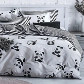 Upstyle Kolay Ütülenir Nevresim Takımı Çift Kişilik B&W Panda - 1