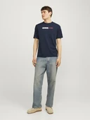 JACK JONES Erkek Lacivert Pamuklu Tişört 12233999 - 4