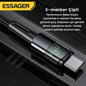 Essager 2 Metre 240W 5A PD3.1 Type-C to Type-C Mega Hızlı Data Şarj Kablosu, Ultra Sağlam Halat Kablo Kopmaz - 3