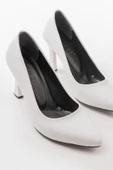 ST-001 Beyaz Rugan Günlük 9 cm Topuklu Bayan Stiletto Ayakkabı - 3