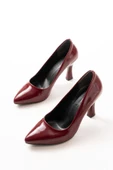 ST-001 Bordo Rugan Günlük 9 cm Topuklu Bayan Stiletto Ayakkabı - 3