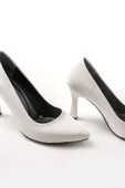 ST-001 Beyaz Rugan Günlük 9 cm Topuklu Bayan Stiletto Ayakkabı - 7