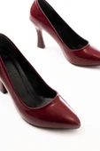 ST-001 Bordo Rugan Günlük 9 cm Topuklu Bayan Stiletto Ayakkabı - 4