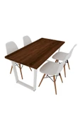 Woodesk  Hayal Masif Ceviz Renk 140x70 Sandalyeli Masa Takımı - 5
