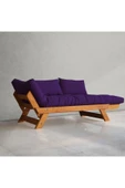 Woodesk  Adalar Modern Tik- Mor Renk Ahşap Kanepe thumbnail 2