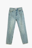 Koton Zincir Detaylı Slim Fit Denim Pantolon - Mom Jeans thumbnail 1