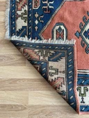 130x180 cm Büyük Boy Doğal Desenli Vintage, El Dokuma Anadolu Yün Halı, Harika Kondisyonlu Mavi Renkli Antik Halı - 8