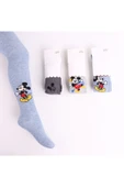 3lü Erkek Bebek Çocuk Külotlu Çorap Renkli Mickey Desenli Pamuklu - 1