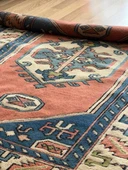 130x180 cm Büyük Boy Doğal Desenli Vintage, El Dokuma Anadolu Yün Halı, Harika Kondisyonlu Mavi Renkli Antik Halı - 6