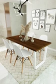 Woodesk  Hayal Masif Ceviz Renk 140x70 Sandalyeli Masa Takımı - 2