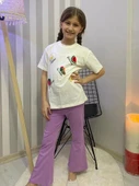 Kız Çocuk Uzun İspanyol Pantolon Kısa Kol Badi Takım M00712 thumbnail 9