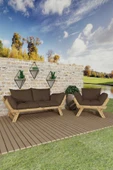 Woodesk  Adalar Natural-Kahve Renk, 2+1 Bahçe Takımı CPT8580-21NK thumbnail 1