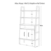 Woodesk  Alba, Ahşap, 140x75, Kitaplık Ve Raf Ünitesi thumbnail 6