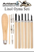 Linol Oyma Seti 13 Parça 1 Paket Linol Oyma Kesme Bıçak Seti Bıçaklı Linolyum Baskı Ahşap Saplı - 1