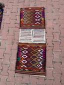 56x147 cm Özel Vintage El Dokuma Heybe Kilim, Renkli Harika Desenli, Antik Anadolu Yün Heybe Halı, Dekoratif Hediye - 8