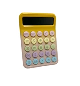 Runzon Renkli Hesap Makinesi Yuvarlak Uçlu 12 Hane Sarı RZ-822 - 1