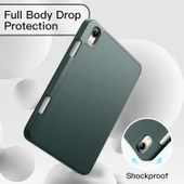Ipad Mini 7 (A17 Pro) Kılıf Uyku Modlu Smart Pen Slot Charging Case   Yeşil - 2