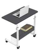 servetavcı Laptop Sehpası Yükseklik Ayarlı Raflı Laptop Sehpası - Antrasit Beyaz (Tekerli) thumbnail 1