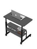 servetavcı Laptop Sehpası Yükseklik Ayarlı Çift Raflı Laptop Sehpası ve Çalışma Masası - Antrasit (Tekerli) 70 40 - 1
