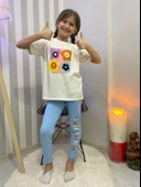 Kız Çocuk 3D Çiçek Motifli Yazlık Taytlı Badi Takım M00713 thumbnail 3