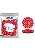 Sarkap Hijyenik Paketli 10 Adet Kavanoz Kapağı - Koyu Kırmızı Kalpli - 82mm - 1