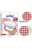 Sarkap Hijyenik Paketli 10 Adet Kavanoz Kapağı - Kırmızı Ekoseli - 82 mm - 1