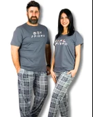 Erkek  Boy Friend Motifli Pijama Takımı (Gri) - 1