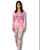 Kadın Fashion Love Desenli Pijama Takımı (Pembe) thumbnail 1