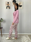 Kadın Fashion Love Desenli Pijama Takımı (Pembe) thumbnail 3