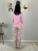 Kadın Fashion Love Desenli Pijama Takımı (Pembe) thumbnail 6
