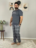 Erkek  Boy Friend Motifli Pijama Takımı (Gri) - 3