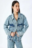 Koton Cepli Taş Detaylı Düğmeli Denim Ceket - 2